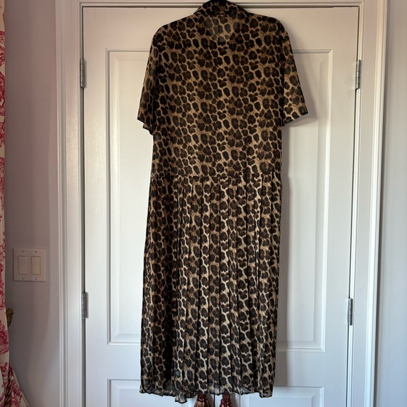 ASOS Leopard Chiffon Midi Pleated A-Line Dress Size 14 NWOT. - Picture 3 of 5